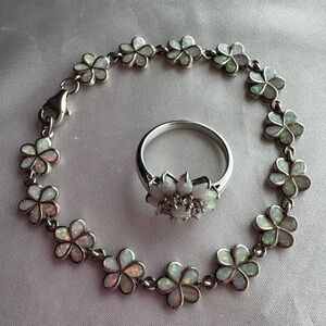 Nautica Rocks Lab-Created Opal Sterling SilverFlower Bracelet..